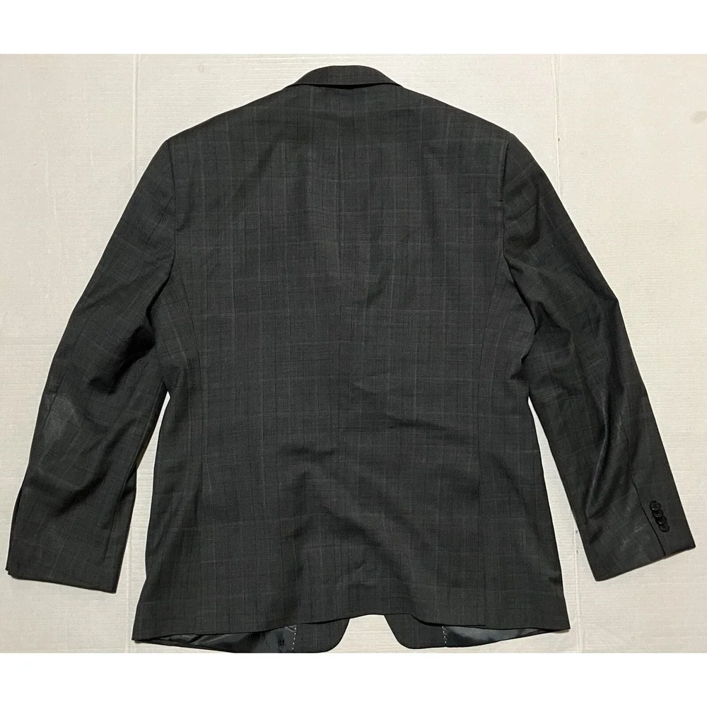 tommy hilfiger suit jacket blazer Wool Blend‎ Dark Gray Black Size 36 Checkered